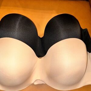 Smooth Black and Cream Strapless Bra